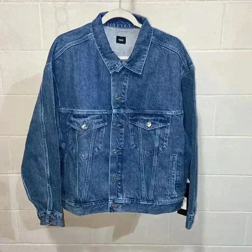 EDWIN Anthropologie Womens Cody Denim Jacket SMALL Blue Moto Grunge 80s Festival